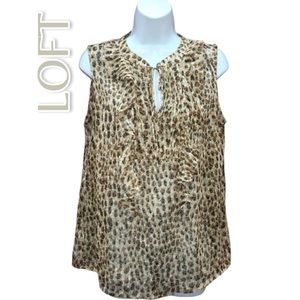 LOFT Sheer Cheetah Print Textured Sheer Sleeveless Top Blouse - Women’s Medium